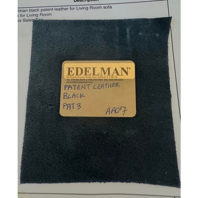 Custom Edelman Black Patent Leather Tufted Tuxedo Sofa For Sale - Image 13 of 14