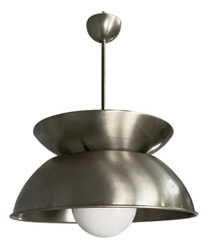 Italian Modern Metal and Opaline Glass Pendant by Vico Magistretti for Artemide, 1970s