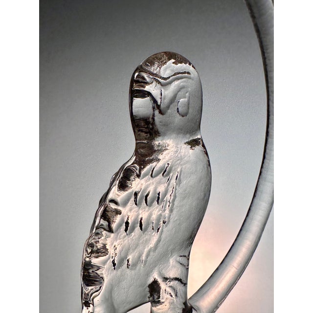 Glass Owl Window Sun Catcher in Crystal Glass by Bertil Vallien for Kosta Boda, Sweden, 1970s For Sale - Image 7 of 14