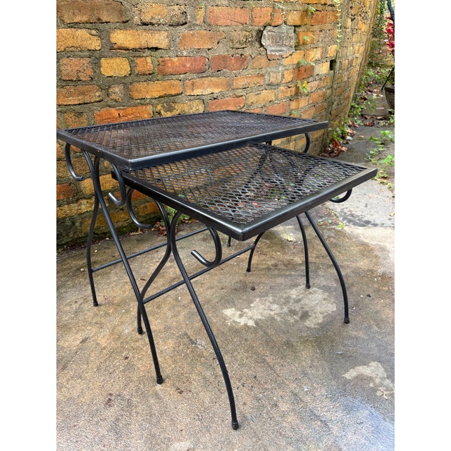 John Salterini 1950s Salterini Style Mid Century Modern Iron Nesting Tables, 2 Pieces For Sale - Image 4 of 8