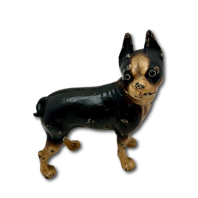 Hard 2 Find Vintage 1930s Hubley Manufacturing Co. Brown Painted Boston Terrier Cast Iron Dog Doorstop For Sale - Image 14 of 18