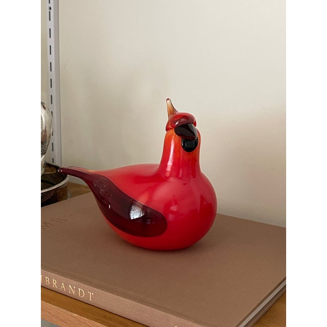 Glass Oiva Toiika Hand Blown Glass Cardinal For Sale - Image 7 of 12