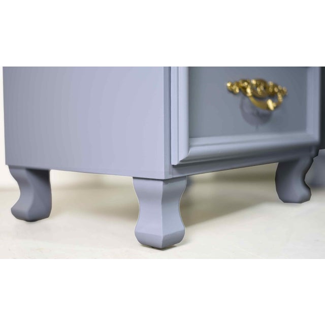 Mid Century Traditional Nightstands Brass Hardware in Blue - Newly Painted For Sale - Image 11 of 13