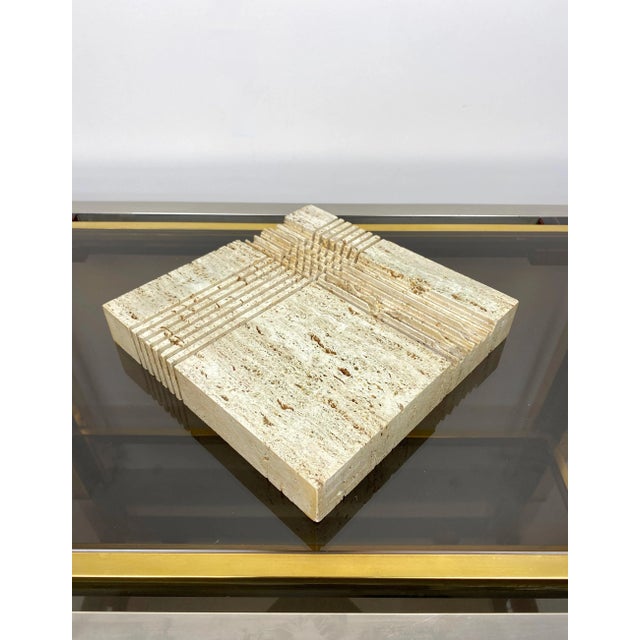 Travertine Letter Holder Paperweight from Fratelli Mannelli, Italy, 1970s For Sale - Image 3 of 8