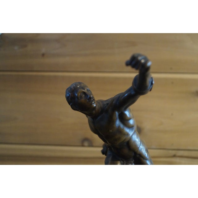 1940s French Bronze Figure of the Borghese Gladiator on Marble Base For Sale - Image 5 of 9