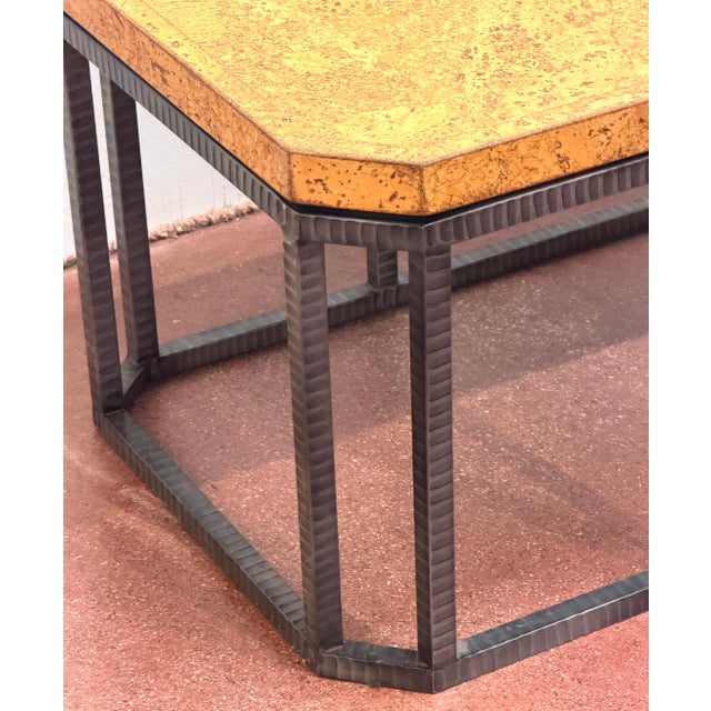Modern French Modern Style Cork-Top Cocktail Table with Wrought Iron Base, France For Sale - Image 3 of 15