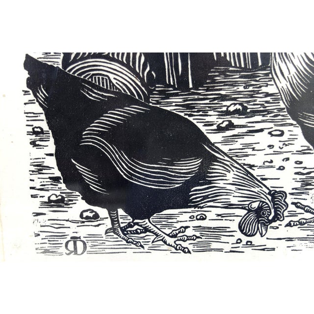 Beige French Artist, Peasants, 1970, Woodcut Prints, Set of 2 For Sale - Image 8 of 13