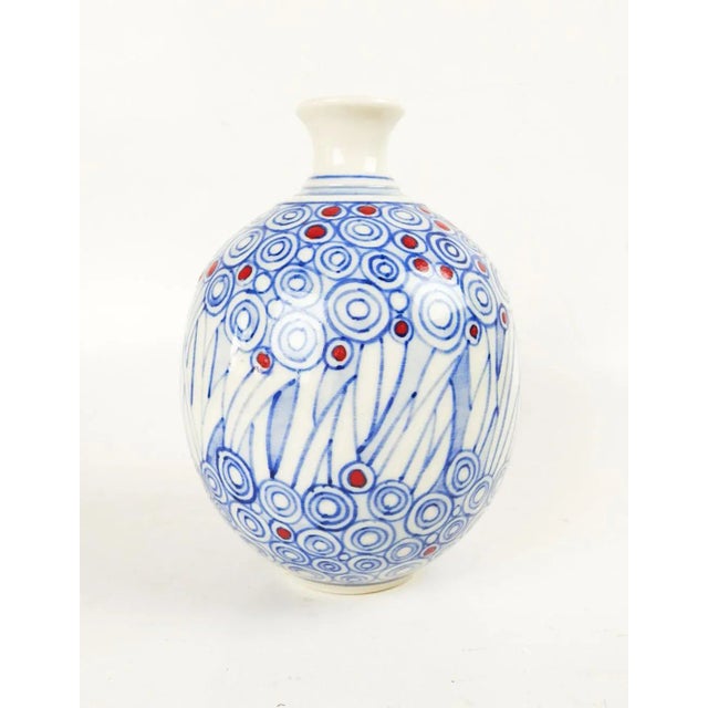 Ceramic V Chin Celedon Porcelain Studio Pottery Blue White Vase Vorakit Chinookoswong For Sale - Image 7 of 7
