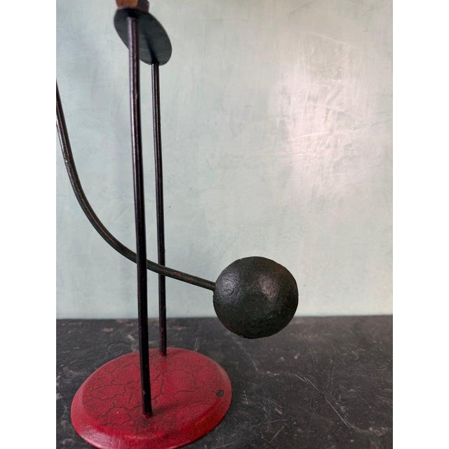 Metal Vintage Folk Art Santa Claus on Reindeer Balancing Kinetic Sculptured For Sale - Image 7 of 11
