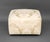 Modern White Silk Damask Upholstered Ottoman, on brass casters. 15.5" H x 25.5" W x 25.5" D. Provenance: From a Forest...
