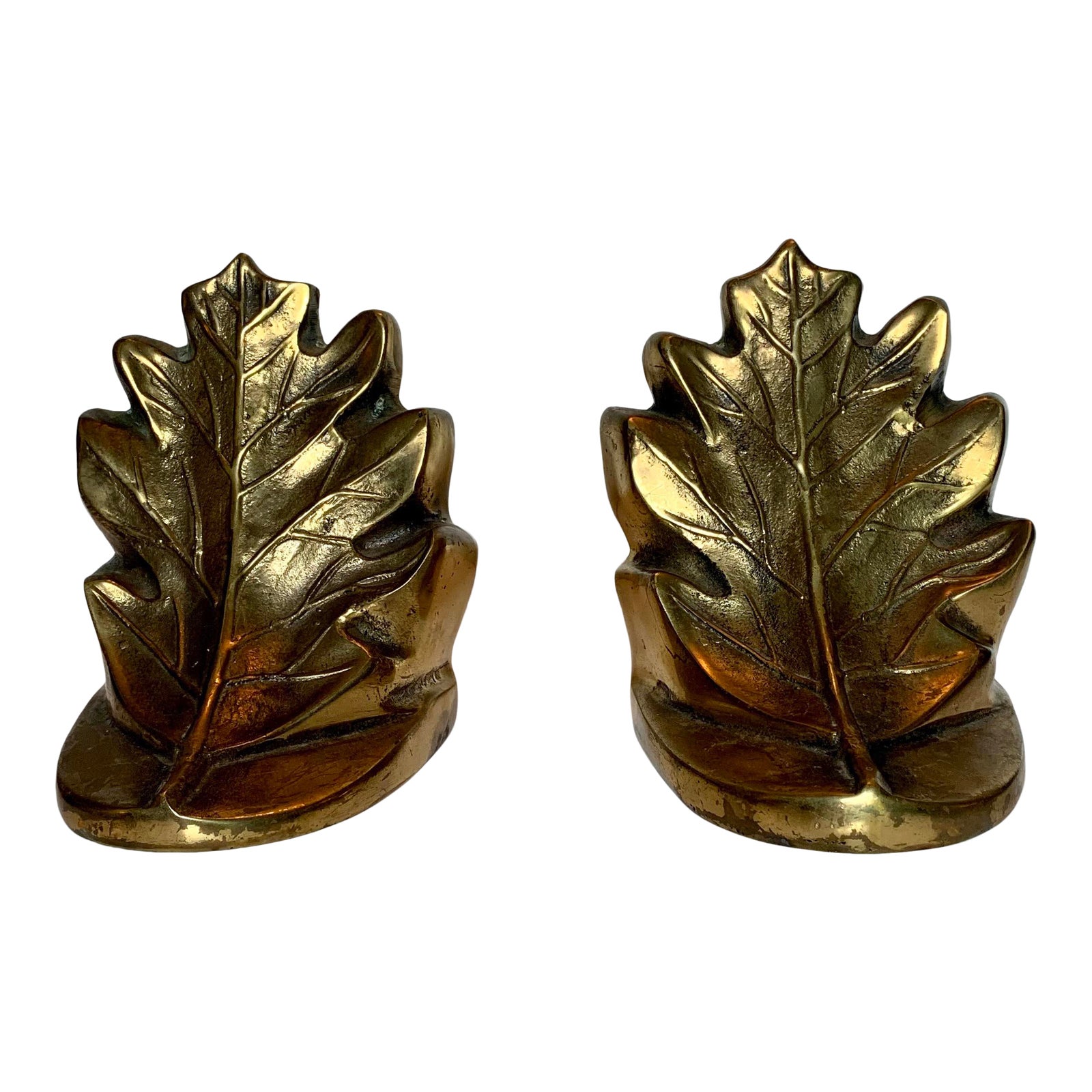 Vintage Mid Century Brass Maple Leaf Bookends A Pair Chairish