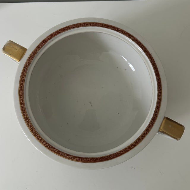 Vintage Kutani Hand-Painted Mount Fuji Porcelain Bowl With Handles For Sale In New York - Image 6 of 9