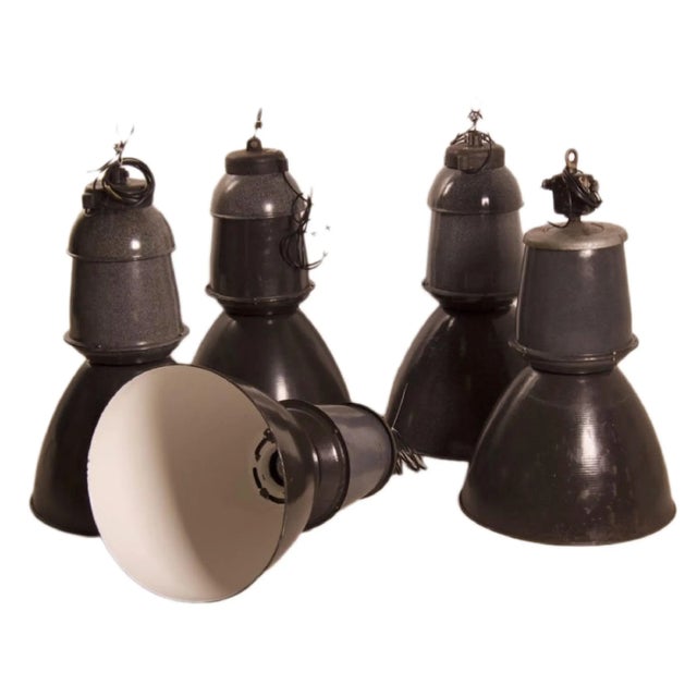 Enamel Factory Lamps from EFC, 1950s, Set of 5 For Sale - Image 13 of 13
