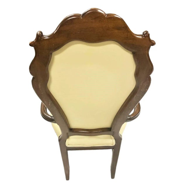 Cream Pair of Vintage Karges Fauteuils With New Leather and 'Frida's Garden' Chintz Upholstery For Sale - Image 8 of 12