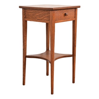 Limbert Style Antique Mission Oak Arts & Crafts Nightstand or Occasional Side Table, Circa 1900 For Sale