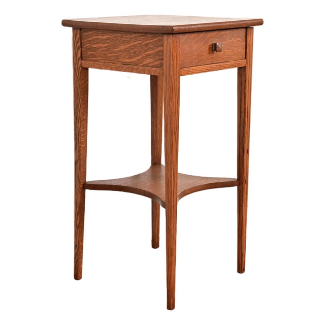 Limbert Style Antique Mission Oak Arts & Crafts Nightstand or Occasional Side Table, Circa 1900 For Sale