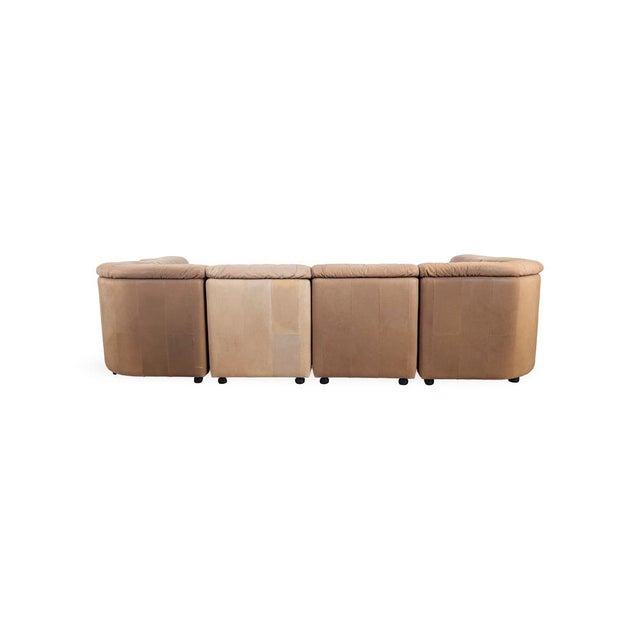 Mid-Century Modular Corner Sofa in Brown Leather, Set of 7 For Sale - Image 6 of 11
