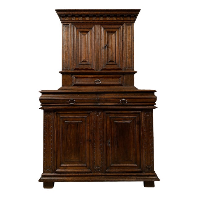 Louis XIII Two-Part Buffet-Style Cabinet in Molded Walnut For Sale