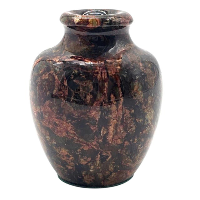 Contemporary Vintage Polished Marble Stone Vase Autumn Tones Organic Modern Decorative Object 3.5" For Sale - Image 3 of 8