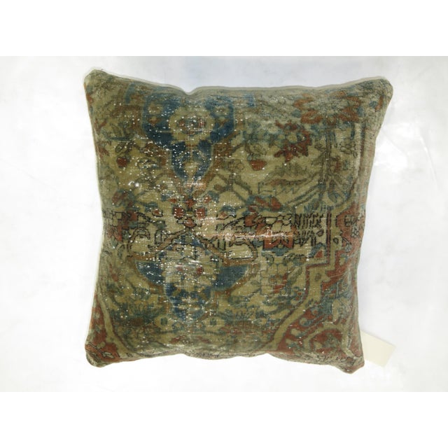 19th Century Mohtasham Medallion Persian Rug Pillow For Sale - Image 5 of 5