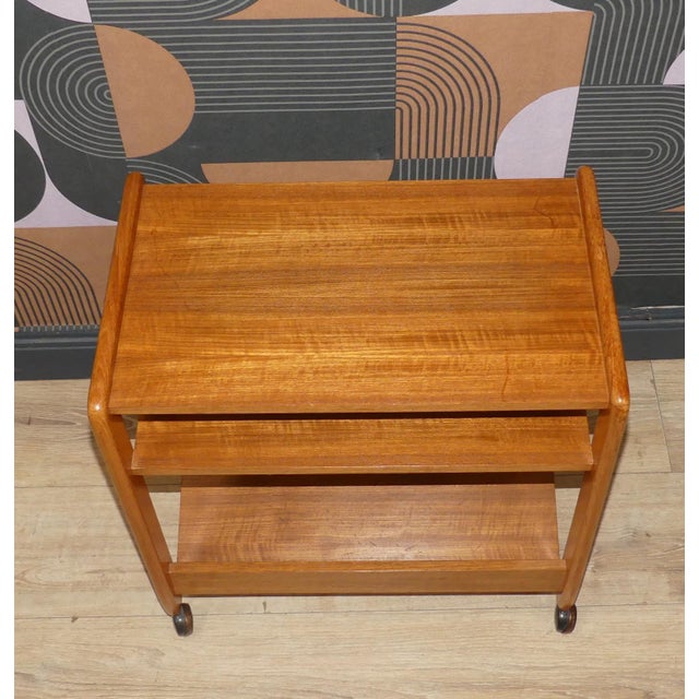 Small Scandinavian Bar Cart in Teak, 1960s For Sale - Image 9 of 15