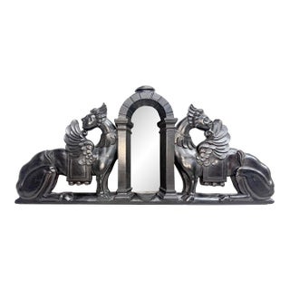 Antique 1800's Hand Carved Wood Architectural Salvage Sculpture Statue Pediment For Sale