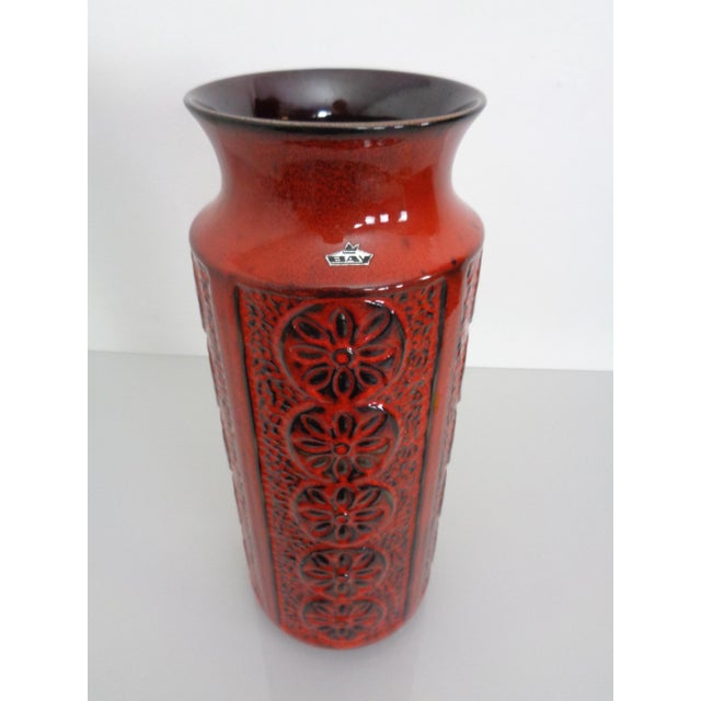 Large Flower 973-45 Ceramic Vase from Bay Keramik, Germany, 1970s For Sale - Image 3 of 15