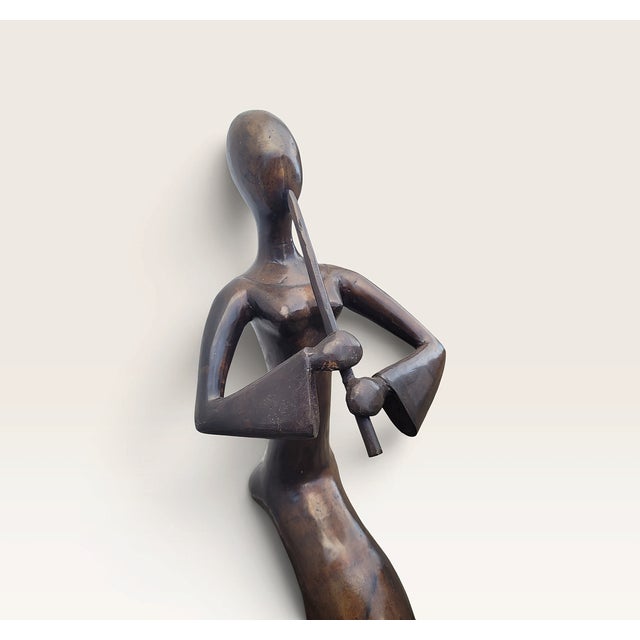 Large Late 20th Century French Bronze Female Flute Player Sculpture For Sale - Image 17 of 18