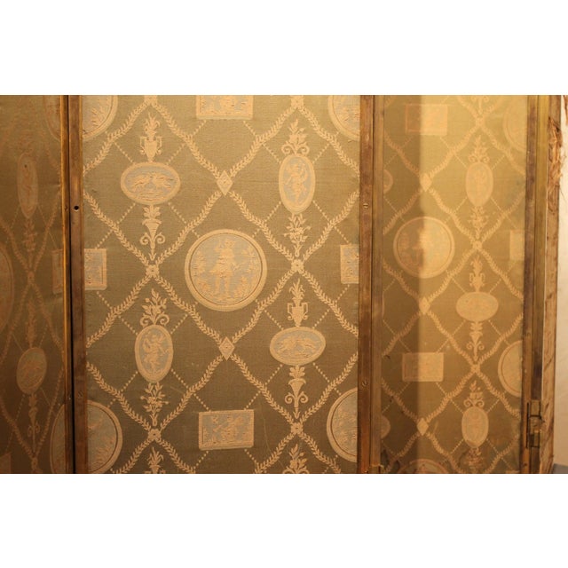 19th Century Italian Six-Panel Painted Wood Folding Screen in Gilt Bronze Frame For Sale - Image 14 of 16