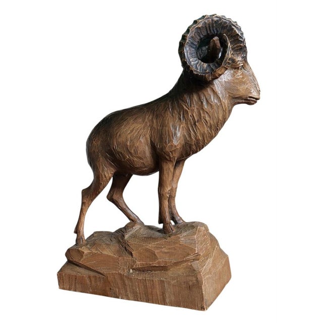 Black Forest Sculpture Ibex in Wood, 1920s For Sale - Image 6 of 9