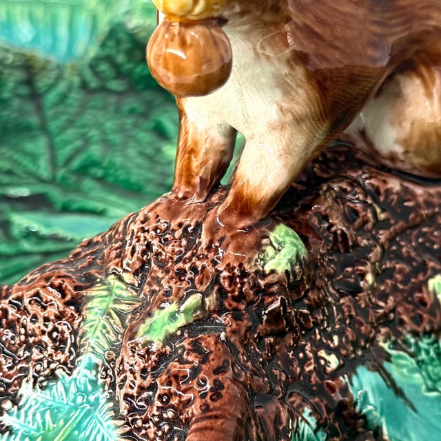 A George Jones Majolica Rustic Server, Squirrel With Nut, English, Ca. 1873 For Sale - Image 10 of 15