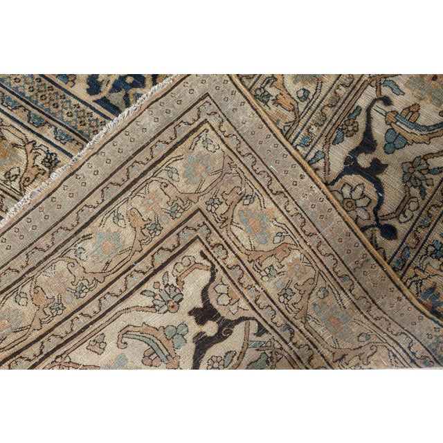 19th Century Persian Meshad Botanic Handwoven Wool Rug For Sale In New York - Image 6 of 8