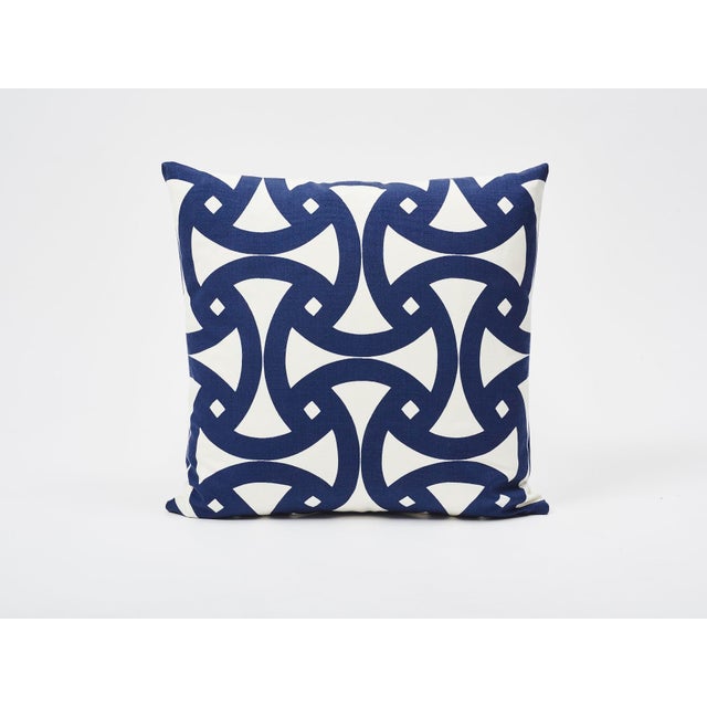 Contemporary Schumacher Indoor/Outdoor Double-Sided Pillow in Santorini Print For Sale - Image 3 of 8