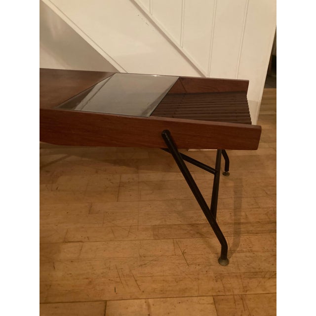 Italian Side Table with Newspaper Rack and Glass Base, 1950s For Sale - Image 4 of 9