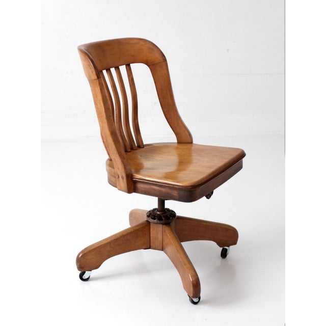 Antique Spritzer's Wood Swivel Desk Chair For Sale - Image 12 of 17