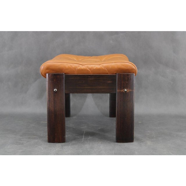 Brown Leather Oak Stool, Denmark, 1960s For Sale - Image 6 of 12