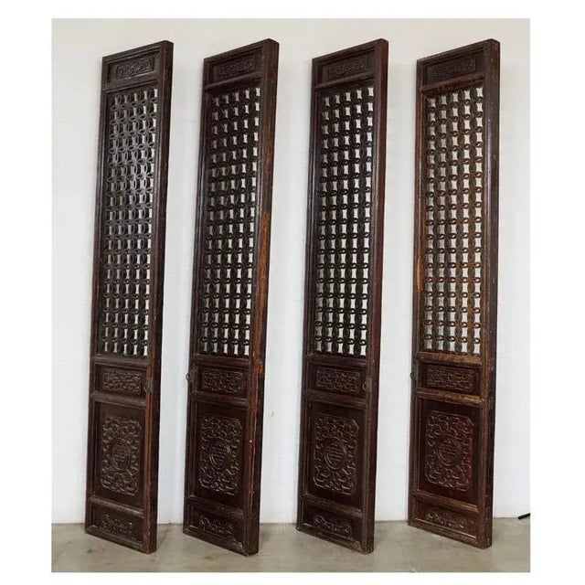 This is a superb set of 2 pairs of Early 19th century Carved Chinese Hardwood Doors. Both pairs are in overall very good...