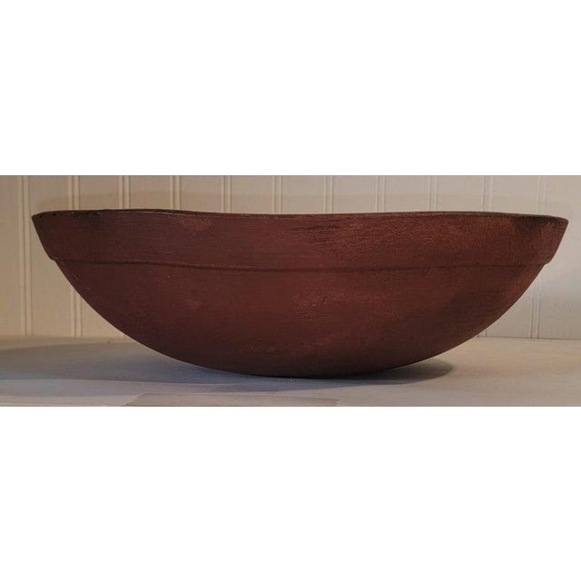 Folk Art 19Thc Original Painted Red Painted Butter Bowl For Sale - Image 3 of 5