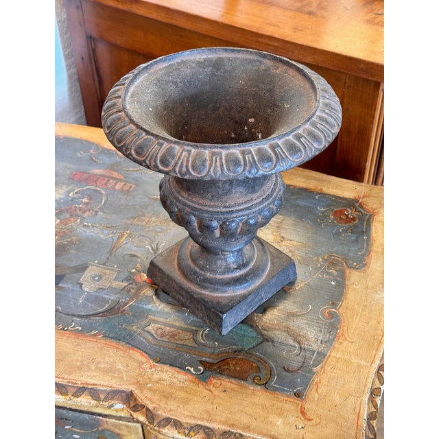 Vintage Cast Iron Urn With Fluted Detail For Sale - Image 6 of 7