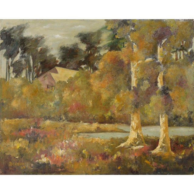 American House in the Woods, 1964 - Original Oil Painting on Masonite For Sale - Image 3 of 7