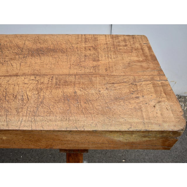 Oak Pig Bench Butcher's Block Table For Sale - Image 10 of 12