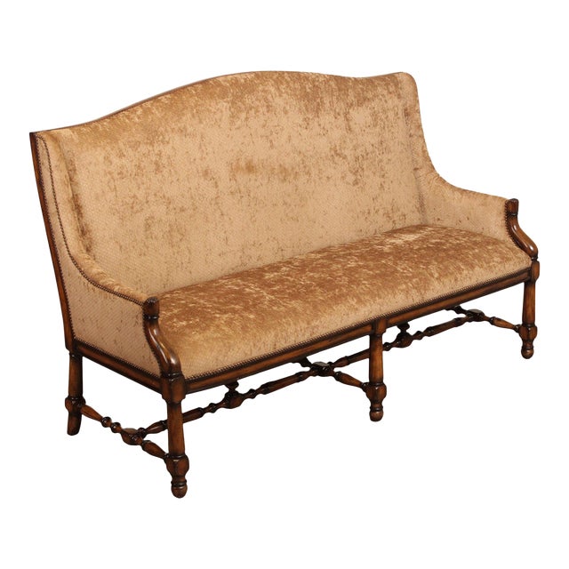 2010s Marge Carson English Jacobean Style Custom Upholstered Settee Chairish
