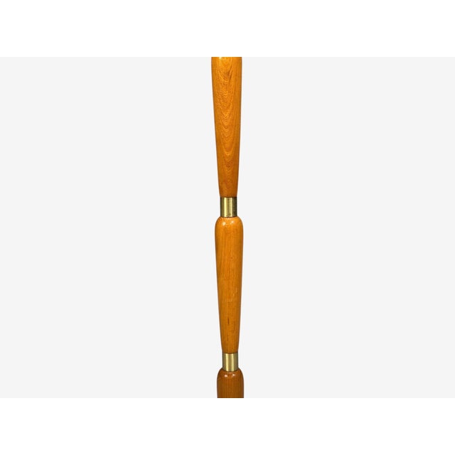 Brown 1950s Swedish Modern, Floor Lamp, Stained Wood, Fabric, Sweden For Sale - Image 8 of 13