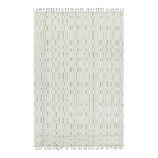 Rug & Kilim’s Contemporary Rug in White With High-Low Geometric Patterns For Sale