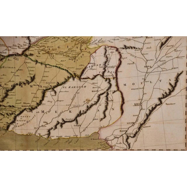 Antique White Persia & Afghanistan: A Framed Hand-Colored 17th Century Map by John Cary, 1801 For Sale - Image 8 of 10