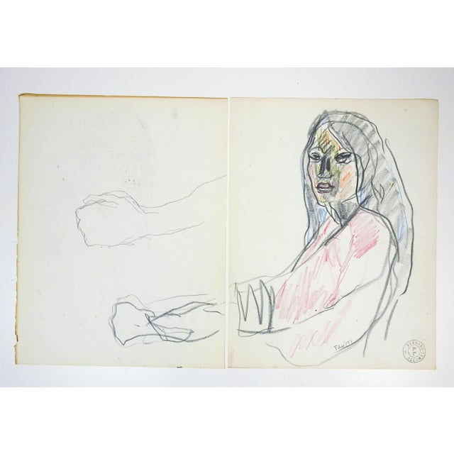 Portraiture Early 20th Century Portrait Study of Tahitian Woman Drawing For Sale - Image 3 of 3
