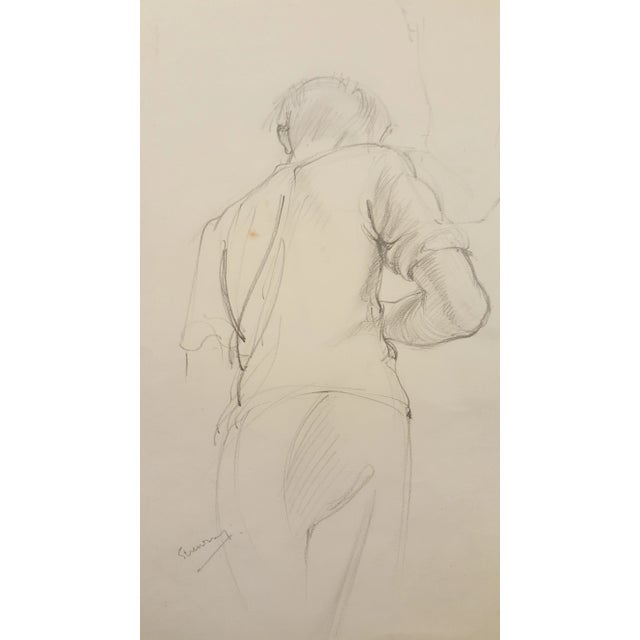 Realism 2 Sided Drawing of Carpenter By Eileen Churm For Sale - Image 3 of 9