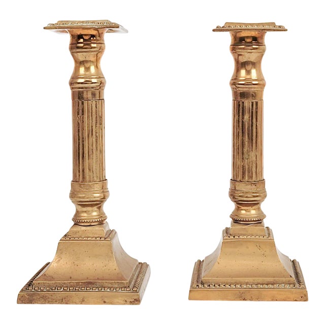 Circa 1780 English Neoclassical Provincial Candlesticks, a Pair For Sale