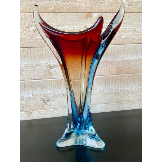 Large Sommerso Glass Vase from Made Murano Glass, 1970s For Sale - Image 7 of 10