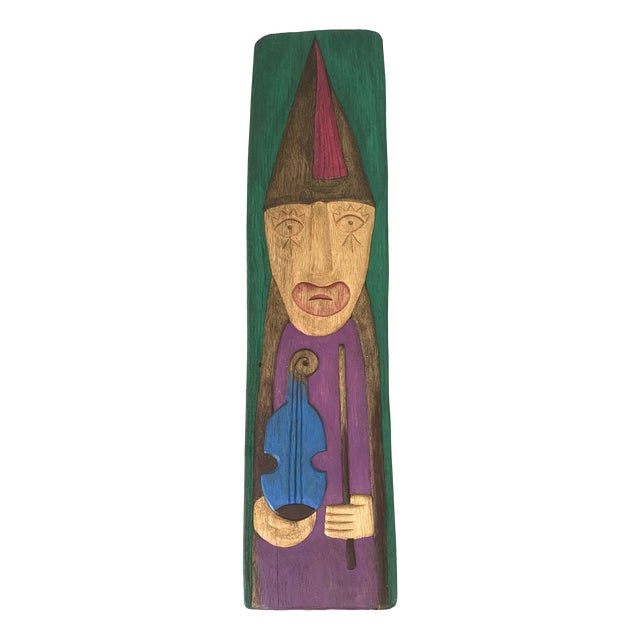 Henryk Zegadlo, Violinist with Blue Violin, 1980s, Wood For Sale
